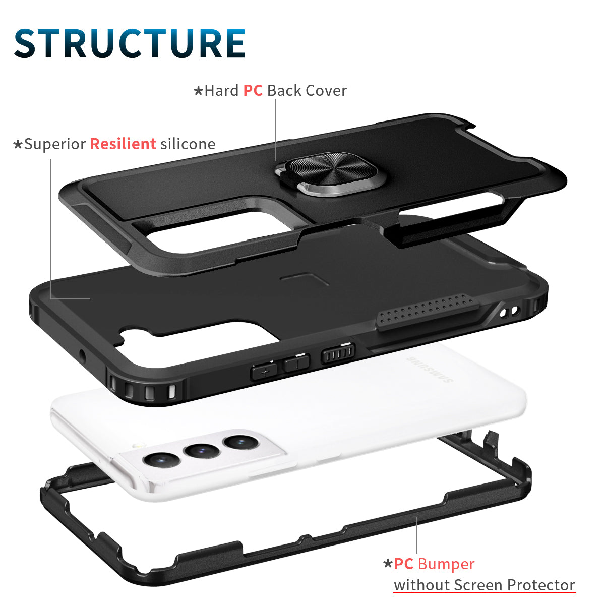 For Samsung Galaxy S23 Anti-scratch Rotatable Ring Holder Kickstand Phone Case PC Silicone Phone Cover For Samsung Galaxy S23 Anti-scratch Rotatable Ring Holder Kickstand Phone Case PC Silicone Phone Cover